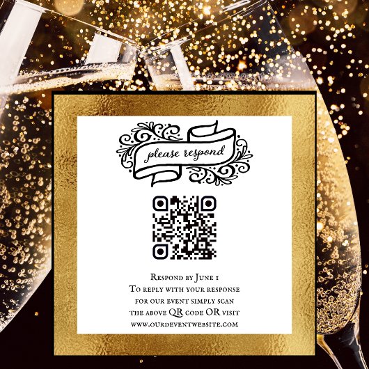QR-Code Gold Schwarz-weißes Party Event UAWG Begleitkarte