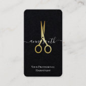 QR Code Gold Scissy Hairstylist Business Card Visitenkarte (Vorderseite)
