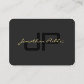 QR Code Gold Script Text Elegant Black Mighty Visitenkarte (Vorderseite)