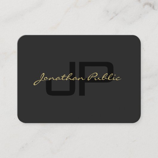 QR Code Gold Script Text Elegant Black Mighty Visitenkarte (Vorderseite)