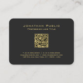 QR Code Gold Script Text Elegant Black Mighty Visitenkarte (Rückseite)