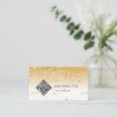 QR Code Gold Textur Business Card Visitenkarte (Stehend Vorderseite)