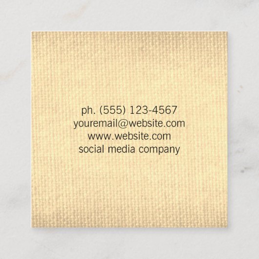 QR-Code | Gold Textur Quadratische Visitenkarte (Rückseite)