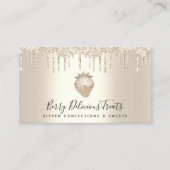 QR Code Gold Tropfen Erdbeeren Confection Dessert Visitenkarte (Vorderseite)