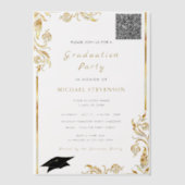 QR Code Gold Vellum Abschluss Einladung Vorlage (Vorderseite)