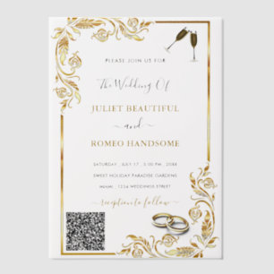 QR Code Gold Vellum Hochzeitsvorlage Pergament Einladungen