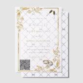 QR Code Gold Vellum Hochzeitsvorlage Pergament Einladungen (Versetzt (Einladung))