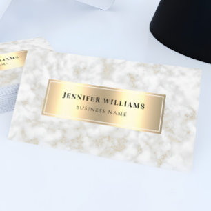QR Code Gold Weißer Marmor Elegant & modern Visitenkarte