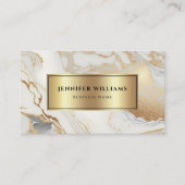 QR Code Gold Weißer Marmor Elegant Moderne Visitenkarte (Vorderseite)