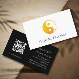 QR-Code Gold Yin Yang Symbol Heilung Wellness Visitenkarte