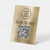 QR-Code Gold zum Bezahlen des Logos scannen Sockelschild (Vorderseite)