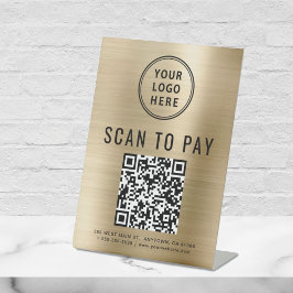 QR-Code Gold zum Bezahlen des Logos scannen Sockelschild