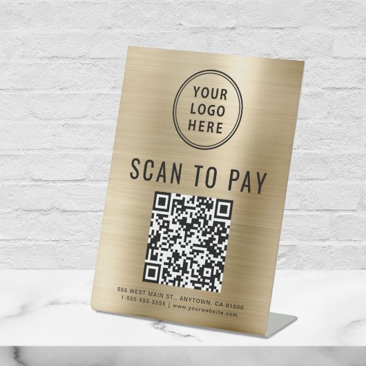 QR-Code Gold zum Bezahlen des Logos scannen Sockelschild