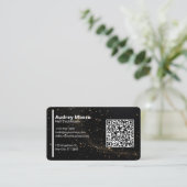 QR-Code Golden Black Beruflich Nail Technischer Visitenkarte (Stehend Vorderseite)