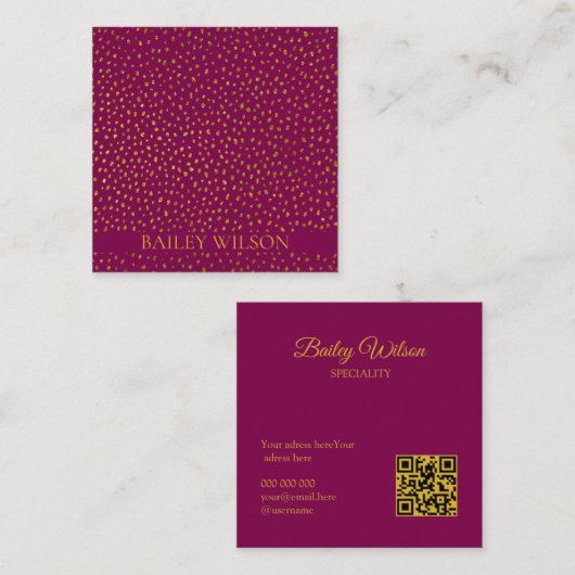 QR-Code Golden dots Muster modern Quadratische Visitenkarte (Vorne/Hinten)