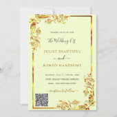 QR Code Golden Floral Gold Schriftart Einladung Ho (Vorderseite)