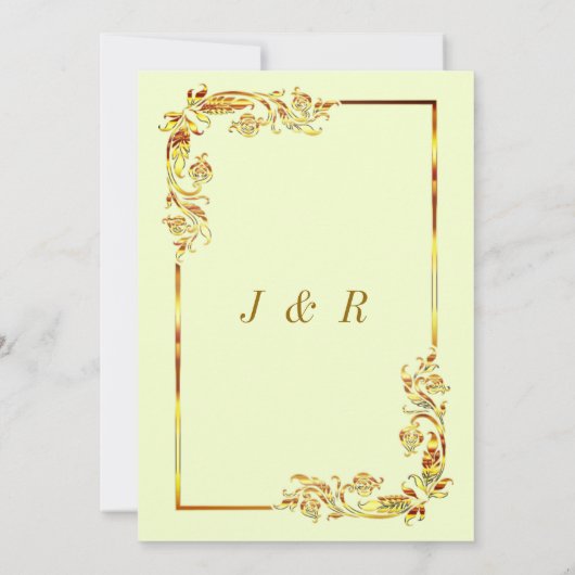 QR Code Golden Floral Gold Schriftart Einladung Ho (Rückseite)