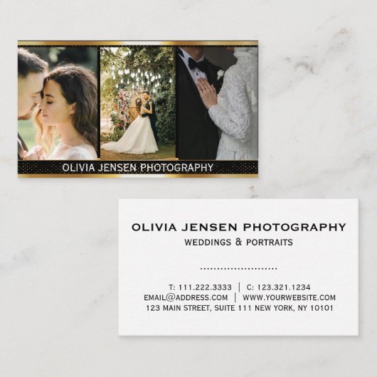 QR-Code Golden Gradient Divider Fotograf Visitenkarte (Vorne/Hinten)