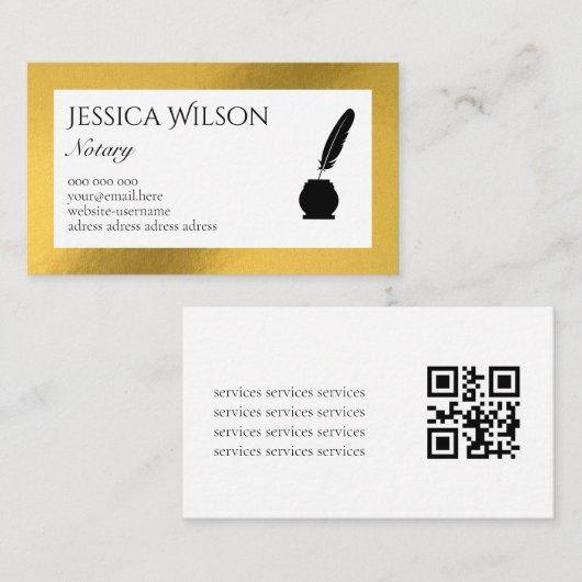 QR Code Goldfolie Notar Visitenkarte (Vorne/Hinten)