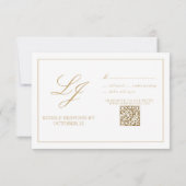QR Code Goldkalligrafie Monogram Wedding RSVP Karte (Rückseite)