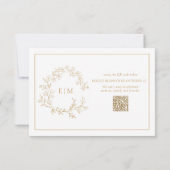 QR Code Goldleafy Wappen Monogram Wedding RSVP Karte (Rückseite)