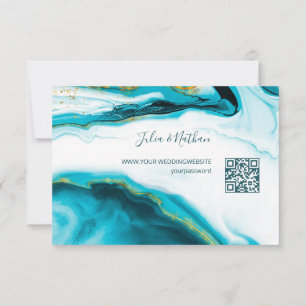 QR-Code Goldmedaille Turquoise Beach Hochzeit RSVP Karte