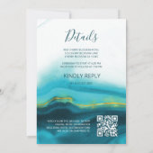 QR-Code | Goldschildkröten Aquamarin Tinte Agate H Einladung (Rückseite)