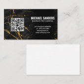 QR-Code | Goldschwarzer Marmor Visitenkarte (Vorne/Hinten)