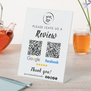 Qr-Code Google-Bewertungen Facebook Business Revie Sockelschild