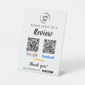 Qr-Code Google-Bewertungen Facebook Business Revie Sockelschild (Vorderseite)