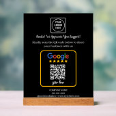 QR-Code Google-Bewertungs-Logo-Anzeige Acrylschild (Neutral)