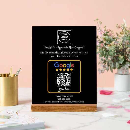 QR-Code Google-Bewertungs-Logo-Anzeige Acrylschild (Hochzeit)