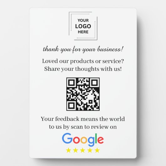 QR-Code Google-Review-Easel Tischstyle Fotoplatte (Vorderseite)