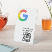 QR-Code Google-Review-Link Tischdesign Sockelschild (In SItu)