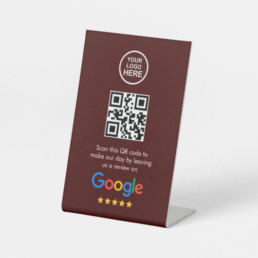 QR-Code Google Review Pedesting-Zeichen Sockelschild (Vorderseite)