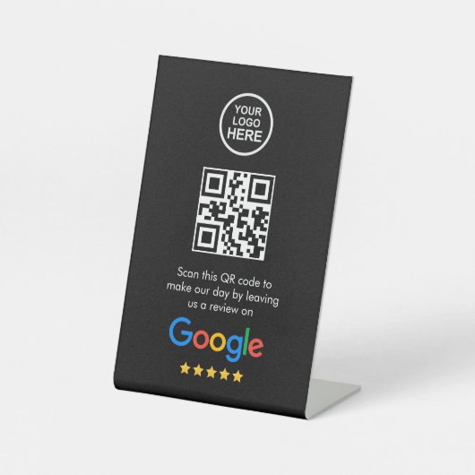 QR-Code Google Review Pedesting-Zeichen Sockelschild (Vorderseite)
