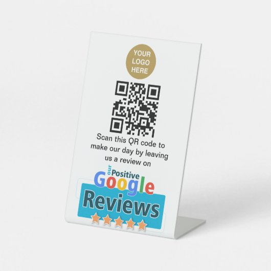 QR-Code Google Review Pedesting-Zeichen Sockelschild (Vorderseite)