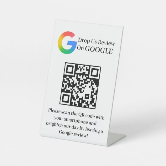 QR-Code Google Review Podest Display Stil Sockelschild (Vorderseite)