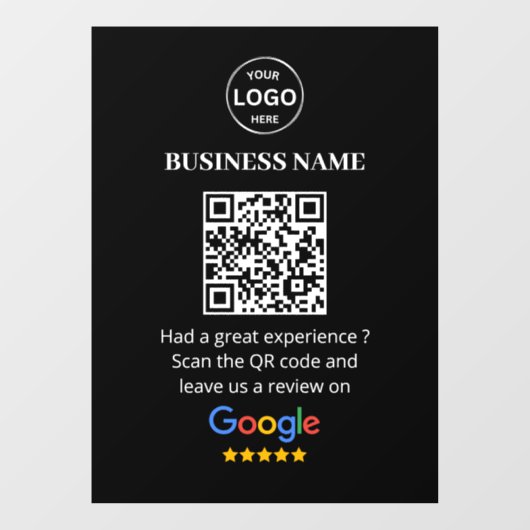Qr Code Google Reviews Business Review Fensteraufkleber (Blatt)