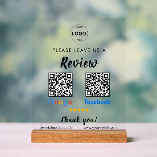 Qr Code Google Reviews Facebook Business Review Pe Acrylschild (Neutral)