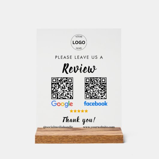Qr Code Google Reviews Facebook Business Review Pe Acrylschild (Vorderseite)