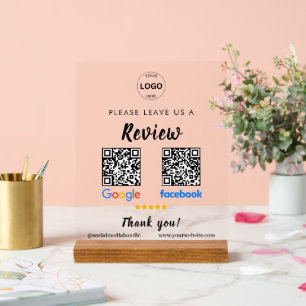 Qr Code Google Reviews Facebook Business Review Pe Acrylschild
