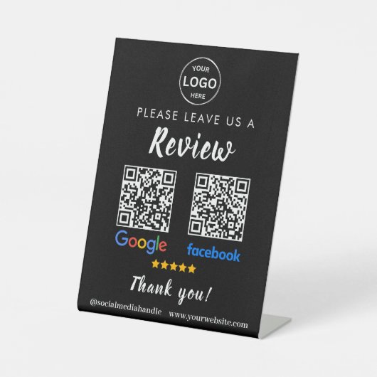 Qr Code Google Reviews Facebook Business Review Pe Sockelschild (Vorderseite)