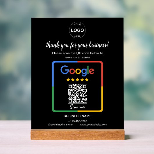 Qr-Code Google Rezensionen Firmenlogo Acrylschild (Neutral)