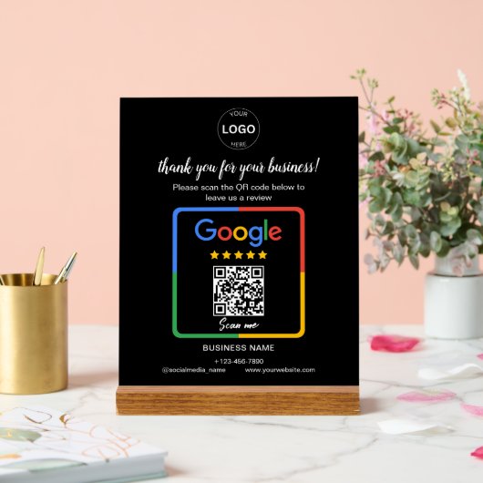 Qr-Code Google Rezensionen Firmenlogo Acrylschild (Hochzeit)