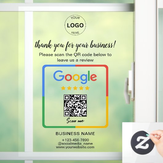 Qr-Code Google Rezensionen Firmenlogo Fensteraufkleber (Zuhause)