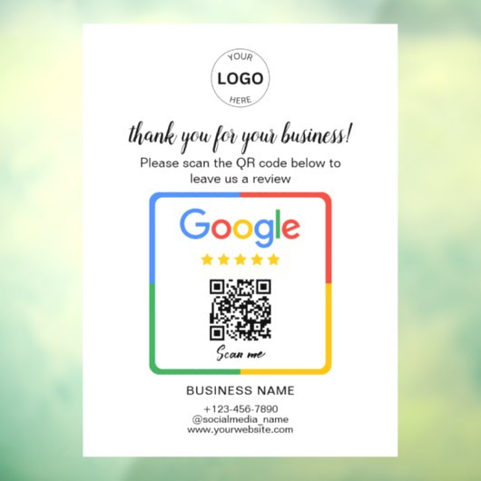 Qr-Code Google Rezensionen Firmenlogo Fensteraufkleber (Blatt 3)