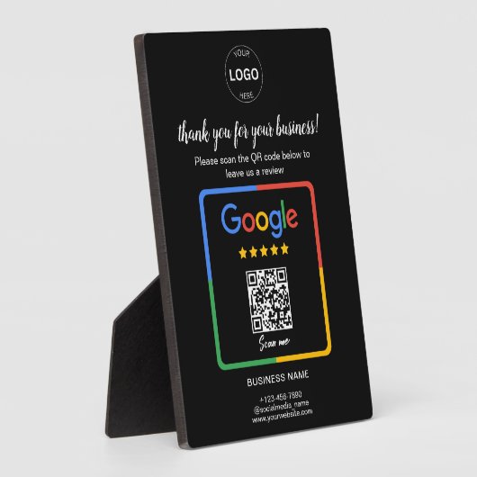 Qr-Code Google Rezensionen Firmenlogo Fotoplatte (Seite)