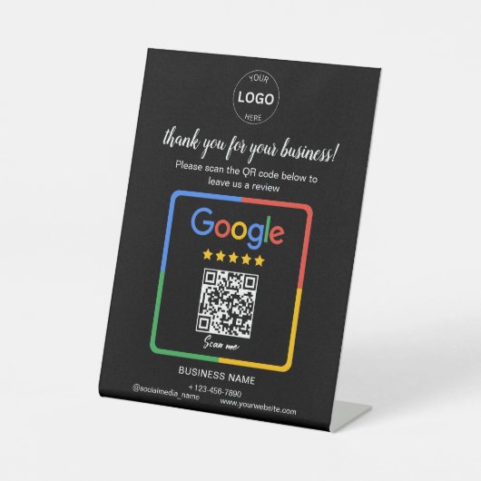 Qr-Code Google Rezensionen Firmenlogo Sockelschild (Vorderseite)