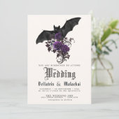 QR-Code-Goth-Bat-Tief-Amethyst-Purple-Rosen Einladung (Stehend Vorderseite)